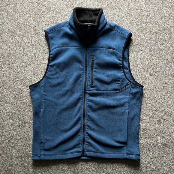 Timberland Blue Fleece Full Zip Vest Outdoor Hiking Golf Layer Men’s Size Medium - Picture 1 of 13